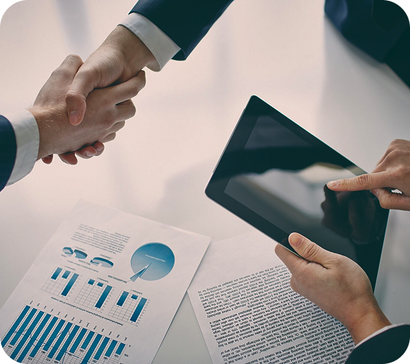 Business professionals analyzing charts